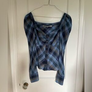 Veronica Beard Blue Plaid Blouse